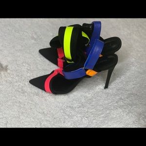 Strap pointed toe open heel